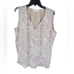 Calvin Klein Sleeveless Linen Blend Animal Print Top size 0X